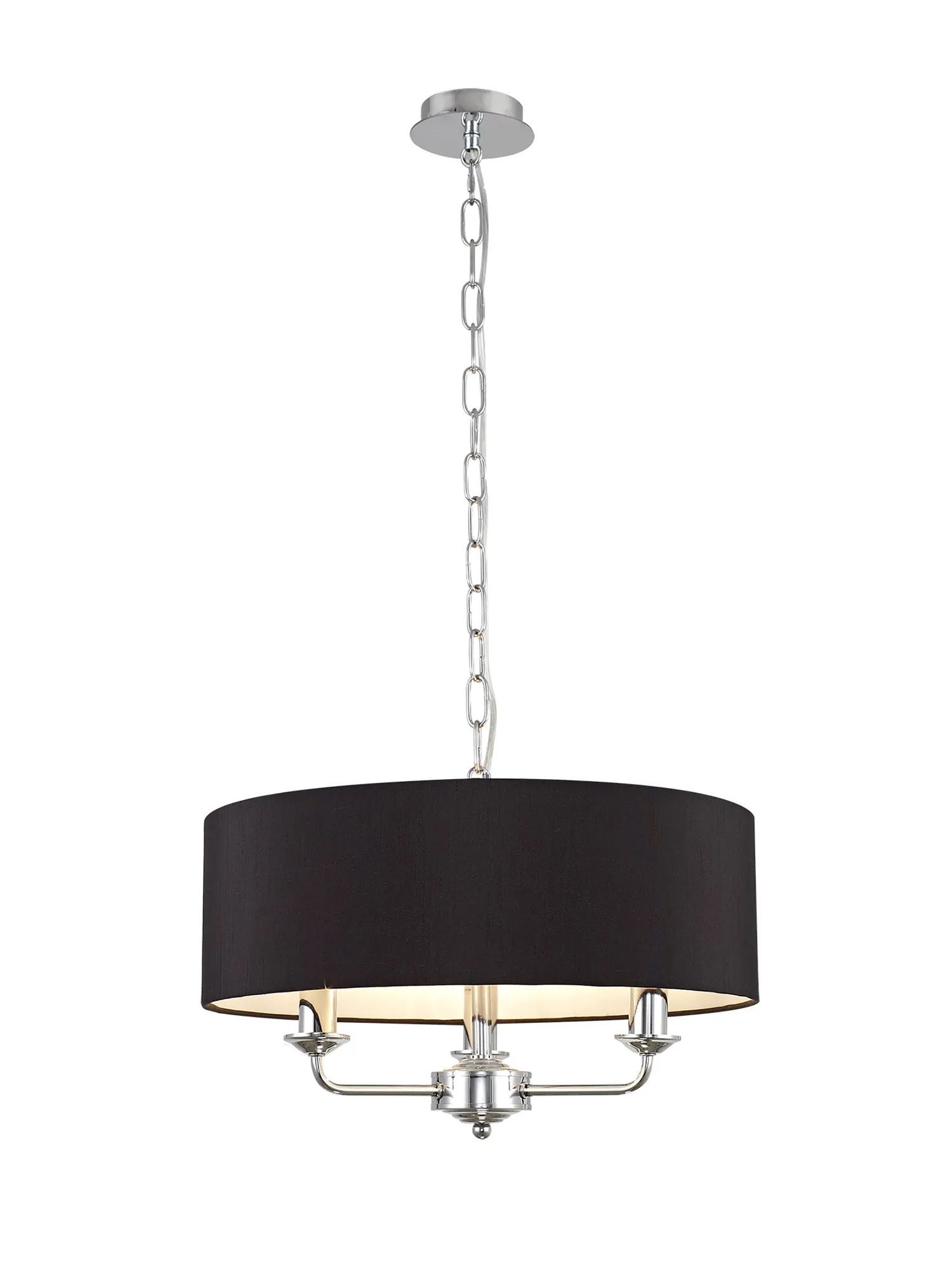 DK0007  Banyan 45cm 3 Light Pendant Polished Chrome, Black